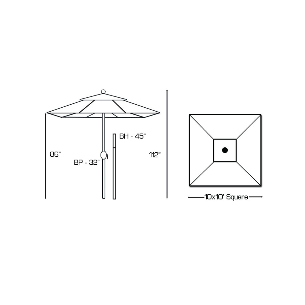 Best Selection Large Tilt Patio Umbrellas Galtech 10x10 Square Deluxe Auto Tilt Frame Patio